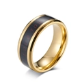 Golden temperature sensing ring featuring a black band with red I Love You text - Size 7 / Gold
