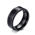Polished black stainless steel temperature ring with red I Love You text detail - Size 7 / Black