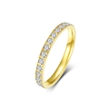 Elegante anello in titanio dorato con una fila di zirconi tondi scintillanti donna - Zirconia Bianca (Oro)