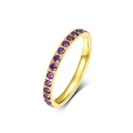 Anello eternity minimalista placcato oro con zirconi viola tondi per donna - Zirconia Viola (Oro)
