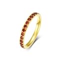 Sottile anello in acciaio al titanio con micropavé di pietre rosso-marroni in oro - Zirconia Rossa (Oro)