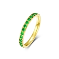 Anello impilabile da 3mm in acciaio dorato con zirconi verdi incastonati a pavé - Zirconia Verde (Oro)
