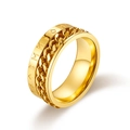 Anillo Vikingo giratorio de acero inoxidable chapado en oro 18K con cadena y grabados - US 7 / Dorado