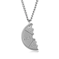 Brushed stainless steel 45LB barbell plate pendant necklace with FIT POW engraving - Left Half (With Necklace) / Steel