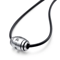 Titanium steel cylinder pendant with Nine Syllable Mantra and black braided cord - Nine Word Mantra