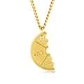 Gold barbell plate pendant necklace with 45LB FIT POW engraving for fitness lovers - Left Half (With Necklace) / Gold