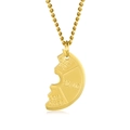 Barbell weight plate necklace in gold finish with gym themed engravings and twist chain - Right Half (With Necklace) / Gold