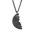 Collana con piastra bilanciere nero opaco e incisioni 45LB e FIT POW da fitness - Metà Sinistra (Con Collana) / Nero