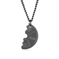 Pendente disco bilanciere in acciaio inossidabile nero opaco con catena a corda - Metà Destra (Con Collana) / Nero