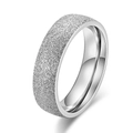 Minimalist silver ring featuring a sparkling frosted sand finish and polished inner band - Size 6 / Frosted Style (K-R198) / Steel