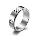 Drehbarer Würfelring aus Edelstahl in Silber mit gebürsteter Metalltextur - 6# / Stahlfarben
