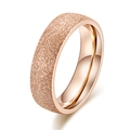 Minimalist matte rose gold stainless steel ring with elegant polished inner finish - Size 6 / Frosted Style (K-R198) / Rose Gold