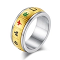 Anello mahjong rotante in acciaio inossidabile con finitura dorata e caratteri colorati - Taglia 6 / Stile Oro Thirteen Orphans