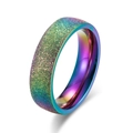Rainbow frosted stainless steel ring with colorful sandblast finish and polished inner band - Size 6 / Frosted Style (K-R198) / Colorful
