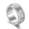 Anello mahjong in acciaio inossidabile argento con finitura spazzolata e motivi bambù - Taglia 6 / Stile Acciaio Clear One Suit