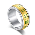 Anello mahjong rotante antistress con bande in acciaio inossidabile oro e argento - Taglia 6 / Stile Oro Clear One Suit