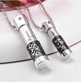 Polished silver and black cylindrical couple necklaces with 'Only' engraving and crystals - Large Size Black / Ball Chain