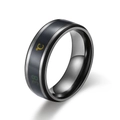 Anillo inteligente de acero inoxidable negro con sensor de temperatura para hombre - Talla 6 / Negro