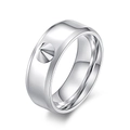 Polished silver stainless steel ring featuring a prominent punk style conical metal spike - Size 7 / Steel