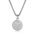 Zilveren roestvrijstalen ketting met hockeykruis gegraveerd op een ronde hanger - Zilver Hockey Stijl (Zonder Ketting)