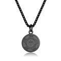 Matzwarte roestvrijstalen voetbal halsketting met een verhoogde kruis hanger - Zwart Voetbal Textuur Stijl (Zonder Ketting)