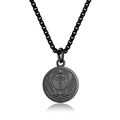 Zwarte roestvrijstalen honkbal kruis ketting met ronde hanger en box-ketting - Zwart Radiale Textuur Kruis Stijl (Zonder Ketting)