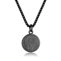 Matzwarte roestvrijstalen honkbal kruis ketting met ronde hanger en een box ketting - Zwart Basketbal Stijl (Zonder Ketting)
