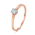 Elegant rose gold solitaire ring with round cubic zirconia in classic six-prong setting - Size 8 / Rose Gold