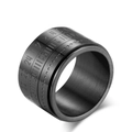 Anillo giratorio de titanio negro estilo industrial con números árabes y acabado cepillado - Talla 7 / Negro