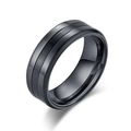 Minimalist black stainless steel ring with matte brushed center and polished edges - Size 7 / Black
