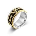 Three-tone rotatable Freemasonry ring for men with gold, silver and black embossed design - Size 7 / Two-tone (Gold & Silver)