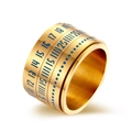 Goldener drehbarer Edelstahlring mit drei Schichten und blauen arabischen Ziffern Dekor - Größe 7 / Gold
