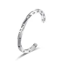 Bracciale rigido in acciaio inossidabile argento spazzolato con incisione di testo - Stile Intrecciato Aperto / Argento opaco