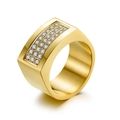 Anillo de hombre chapado en oro 18K cuadrado con triple fila de circonitas brillantes - 12# / Dorado
