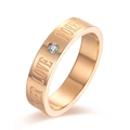 Rose gold titanium ring featuring Forever Love engraving and a single sparkling stone - Size 7 / Male Style