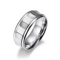 Herren-Ring mit gebürsteter matter Textur und polierten Kanten in Silber-Optik - Größe 7 / Stahlfarben