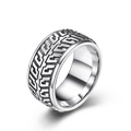 Drehbarer Reifenprofil-Ring für Herren aus silbernem Edelstahl mit mattem Finish - Größe 7 / Stahlfarben