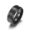 Schwarzer matter Edelstahlring für Herren mit geometrischem Facettenschliff Design - Größe 7 / Schwarz
