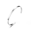 Minimalist silver stainless steel open cuff bangle with a brushed metal finish - 4mm / Steel