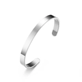 Unisex brushed silver stainless steel open bangle with flat minimalist design - 6mm / Steel