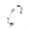 Polished silver titanium steel open cuff bracelet with brushed interior and mirror finish - 8mm / Steel