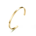 Minimalist open C-shape bracelet in polished gold finish with brushed inner texture - 4mm / Gold