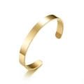 Minimalist polished golden stainless steel open cuff bracelet with flat wide design - 8mm / Gold