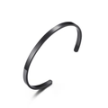 Minimalist adjustable open bangle in matte black brushed stainless steel finish - 4mm / Black