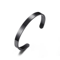 Minimalist adjustable open bangle in black matte brushed finish stainless steel - 6mm / Black