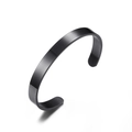 Minimalist black open cuff bracelet with polished finish and adjustable C-shape design - 8mm / Black
