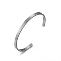 Minimalist adjustable open cuff bracelet with matte vintage grey brushed metal finish - 4mm / Antique Silver