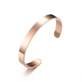 Minimalist unisex 18K rose gold plated stainless steel open cuff bracelet with polished finish - 8mm / Rose Gold