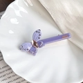 Elegant purple butterfly acetate hair clip with sparkling rhinestones and gold engraving - Purple