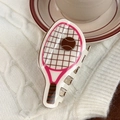 Molletta per capelli a racchetta da tennis bianco crema con cornice rosa - Racchetta Rossa